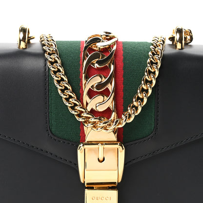 Gucci Calfskin Mini Sylvie Chain Shoulder Bag Black 8 of 10