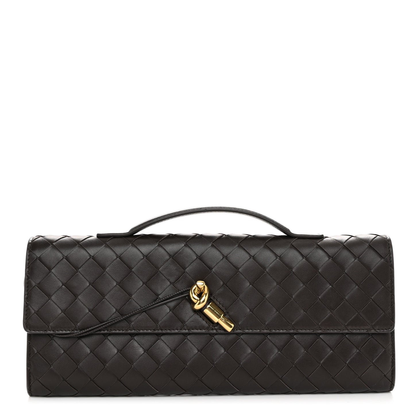 Nappa Intrecciato Long Andiamo Top Handle Clutch Fondant