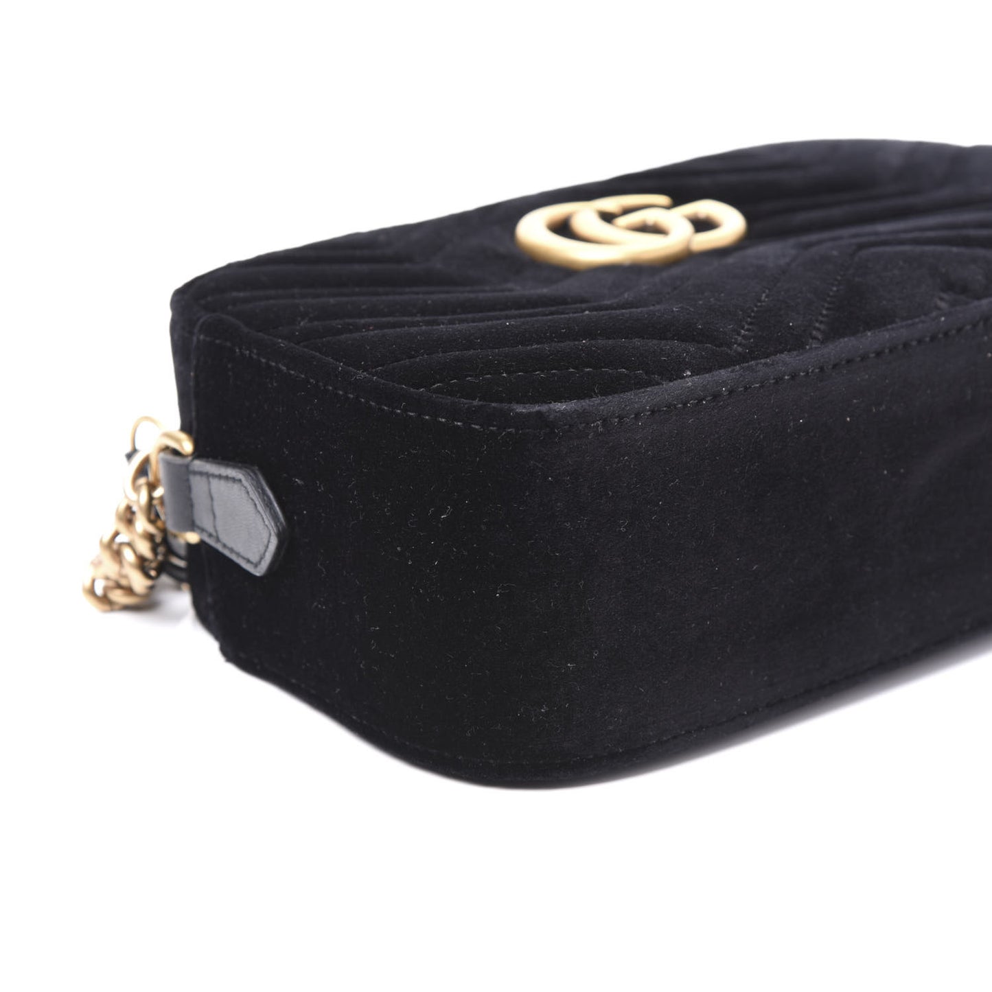 Velvet Matelasse Small GG Marmont Chain Shoulder Bag Black