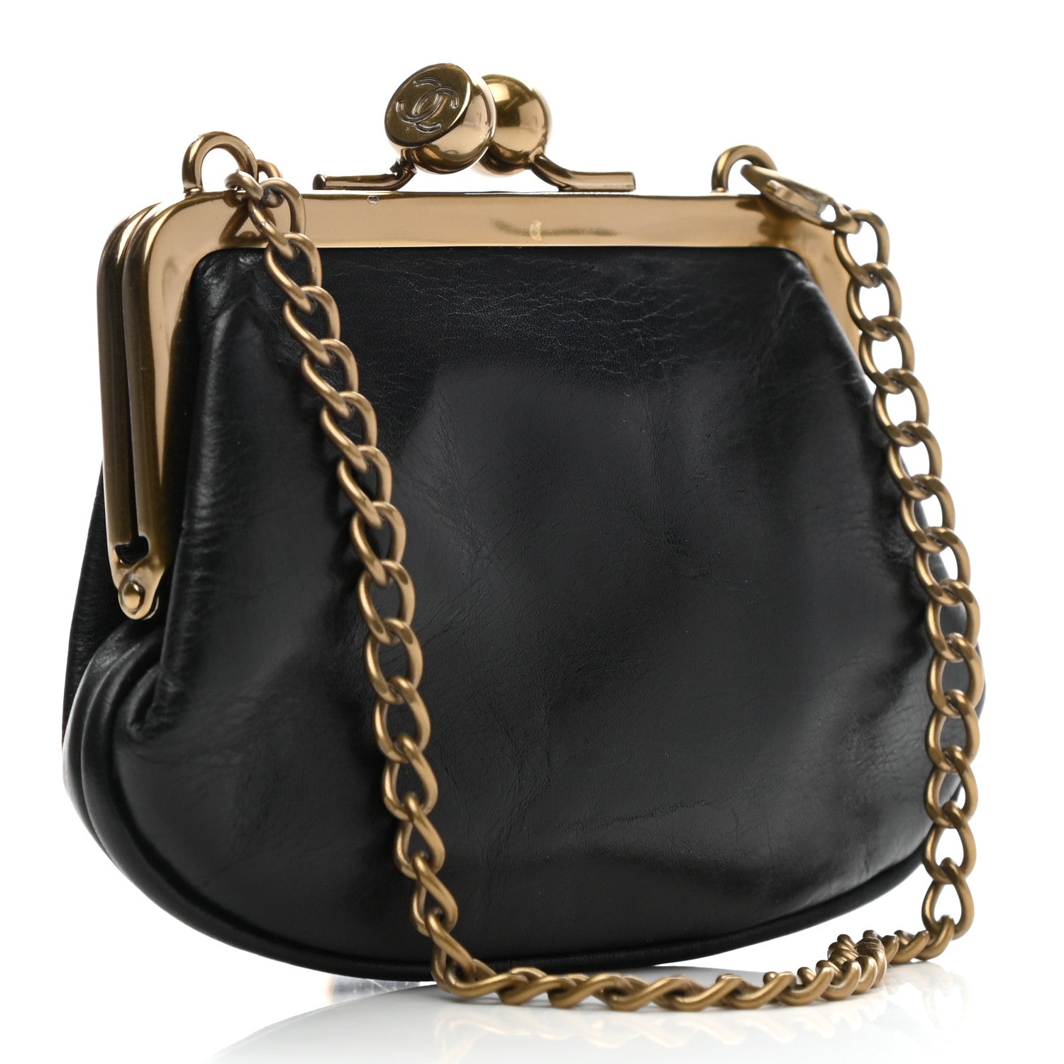 Chanel Glazed Calfskin Small Kisslock Frame Bag Black 3 of 7