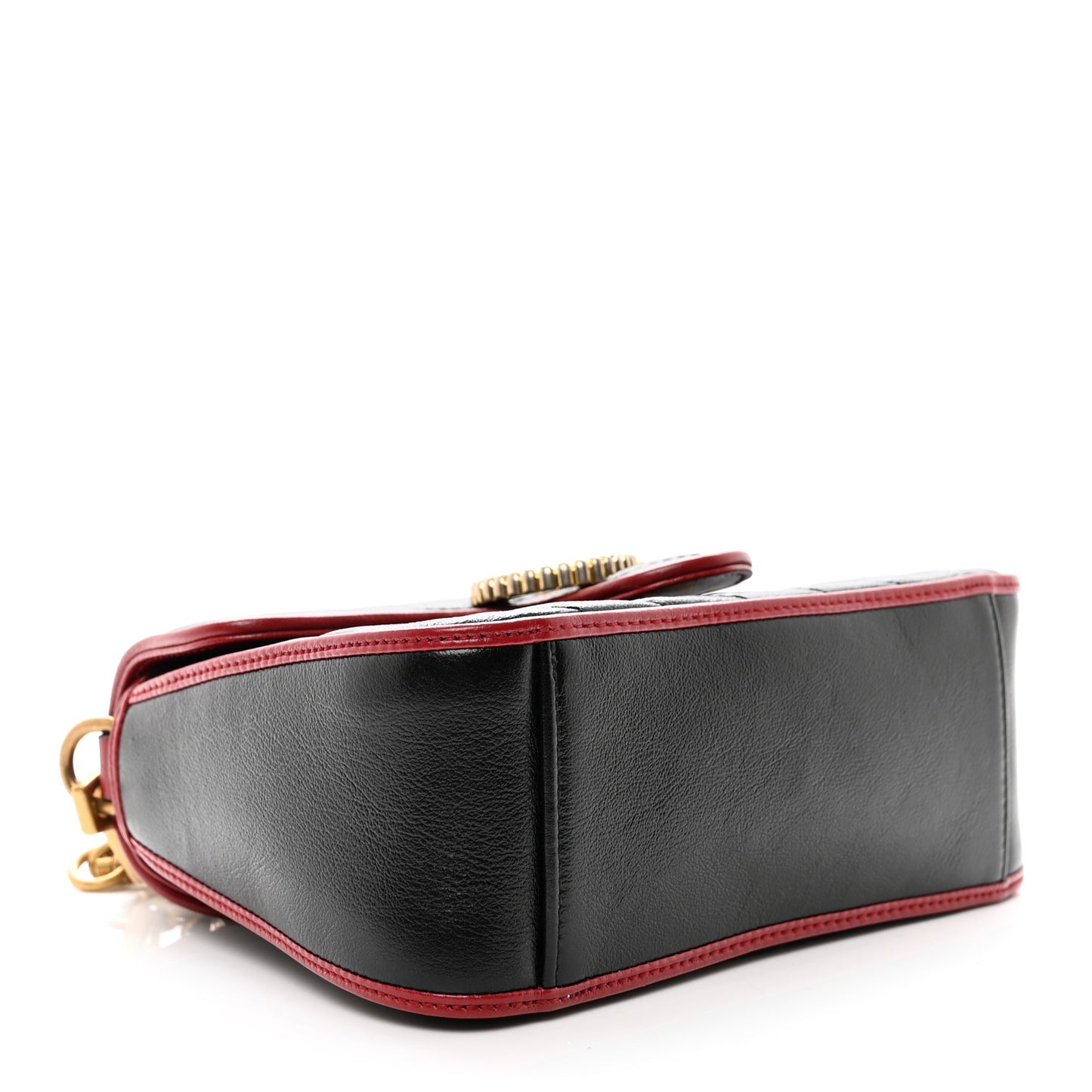 Vintage Effect Calfskin Matelasse Diagonal Mini Torchon GG Marmont Top Handle Shoulder Bag Black Romantic Cherry