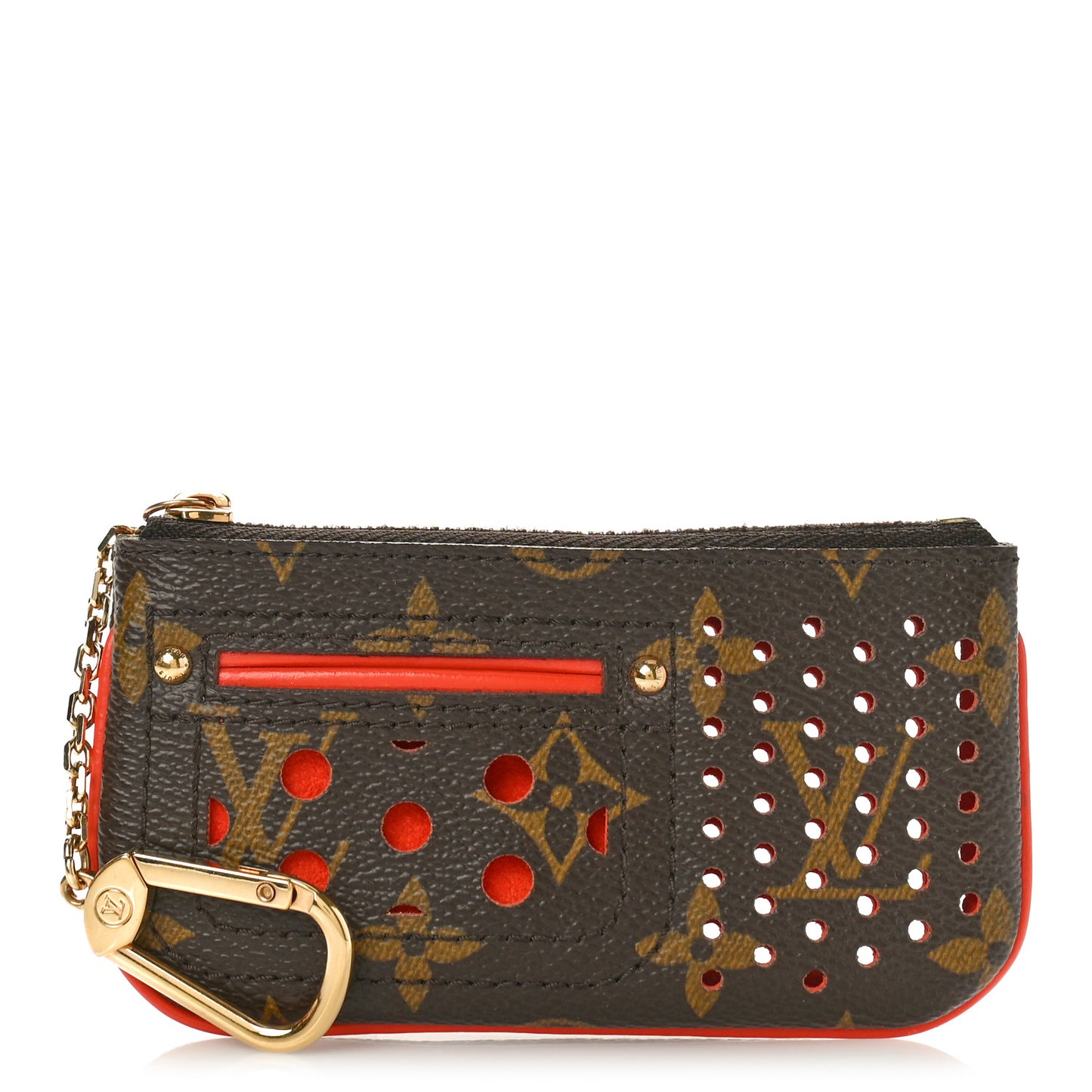 Monogram Perforated Key Pouch Orange
