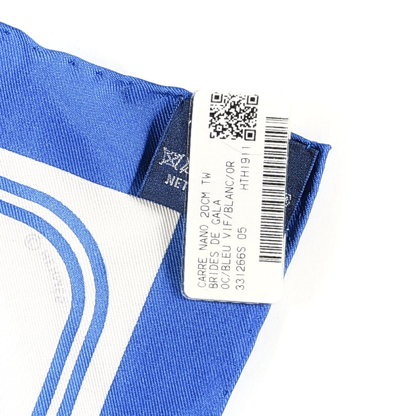 Silk Brides de Gala Nano Scarf 20 Bleu Vif White Or