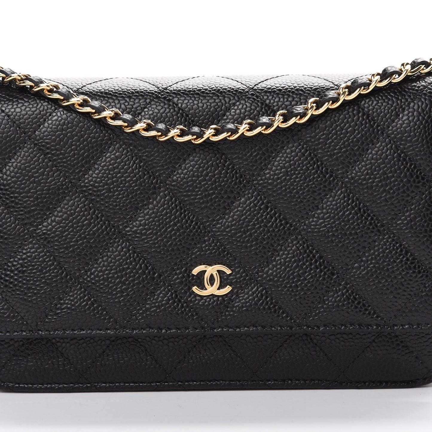 Caviar Quilted Wallet On Chain WOC Black