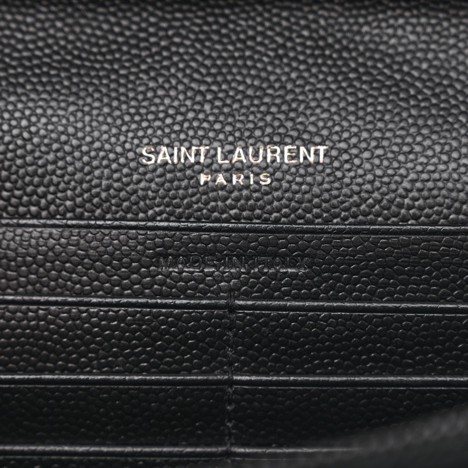 Saint Laurent Grain De Poudre Matelasse Chevron Monogram Monochrome Chain Wallet Black 6 of 10