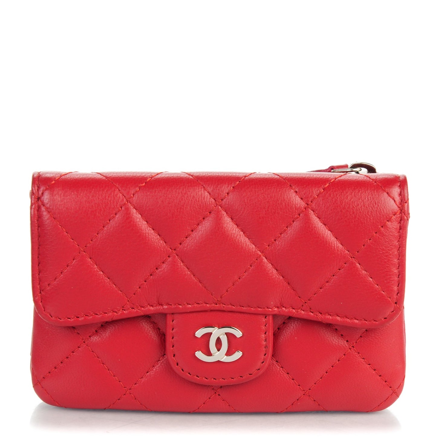 Lambskin Quilted Coin Purse Red