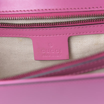 Gucci Knight Calfskin Malaga Kid Heart Medium GG Marmont Chain Handle Bag Tropical Pink Flower Hibiscus Red Multicolor 7 of 10