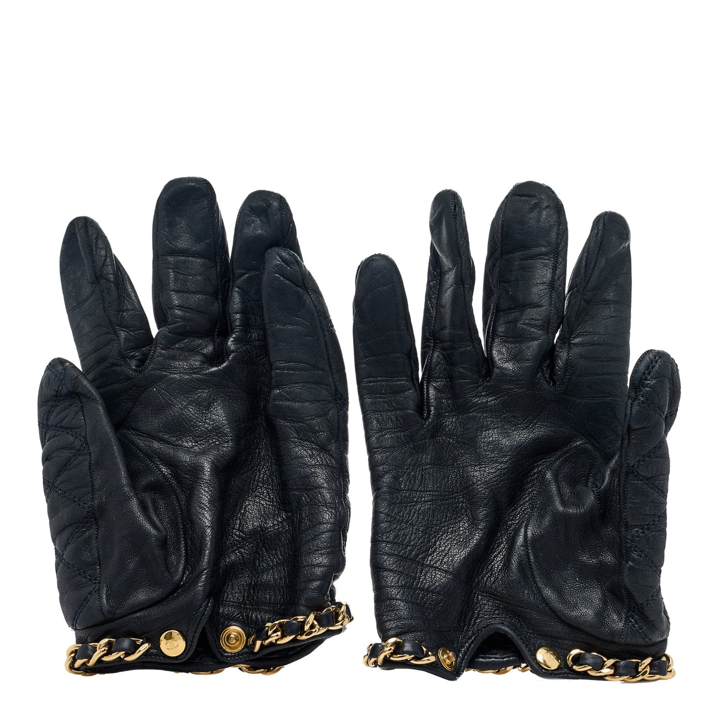 Lambskin Quilted CC Chain Gloves 8 Black