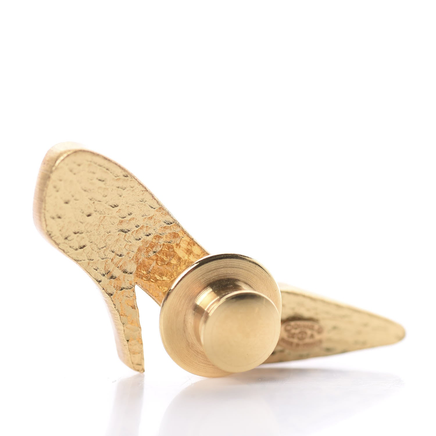 Chanel Enamel Pearl Heel Pin Black Gold 2 of 3