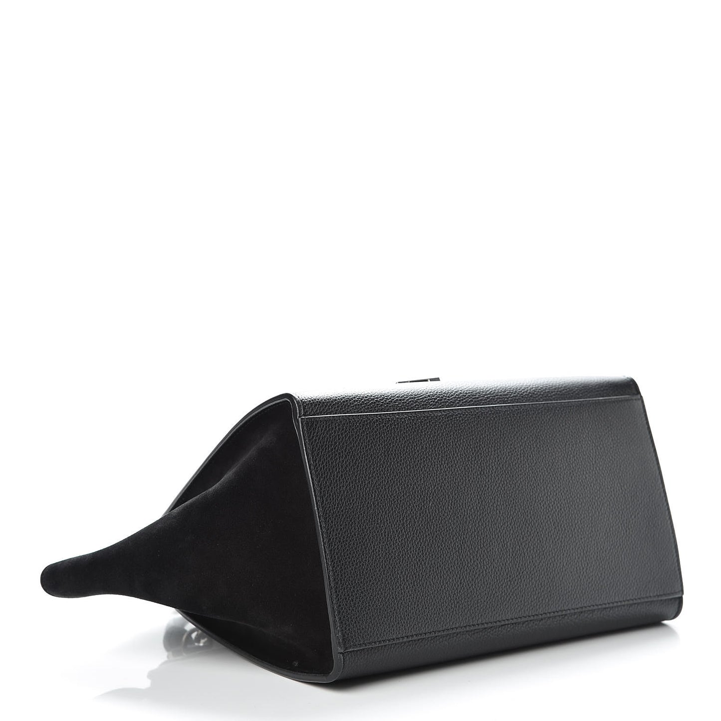Drummed Calfskin Suede Small Trapeze Black