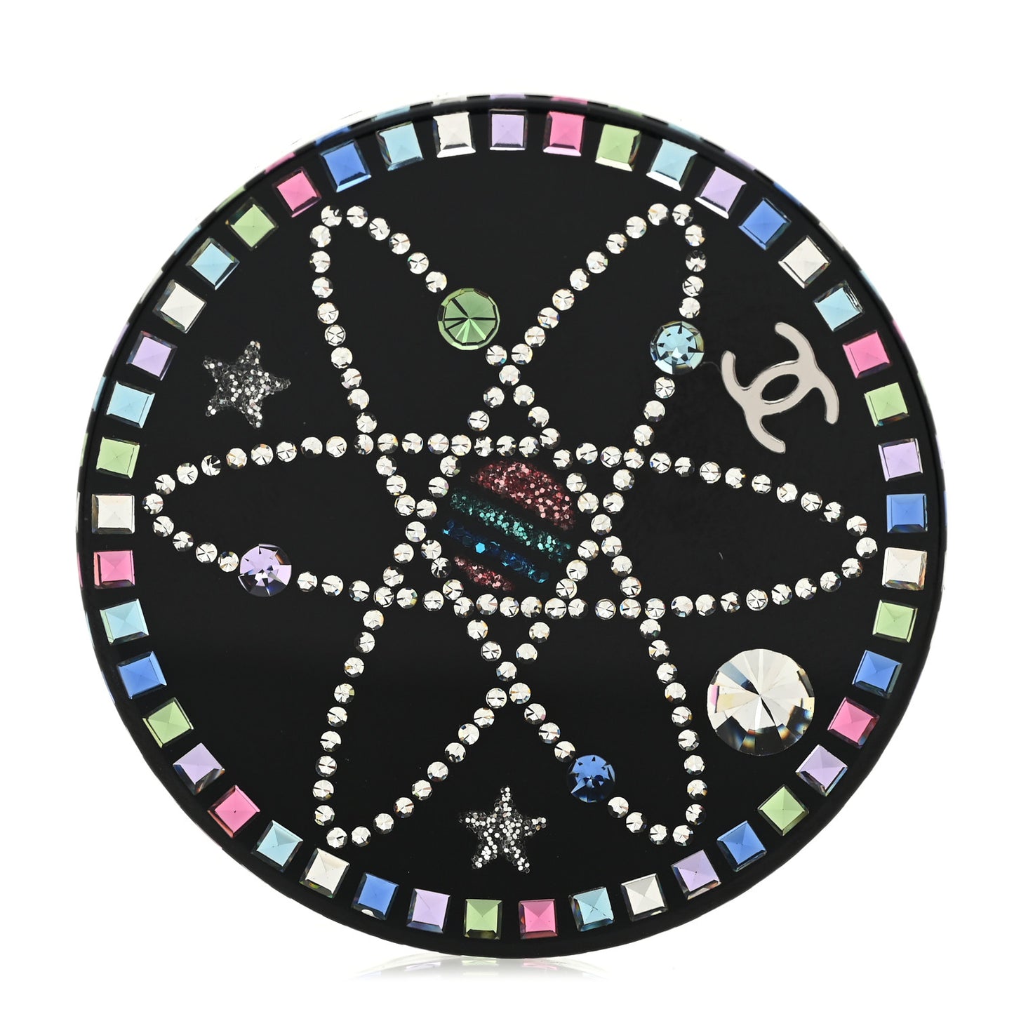 Glittered Resin Strass Brooch Black Pink