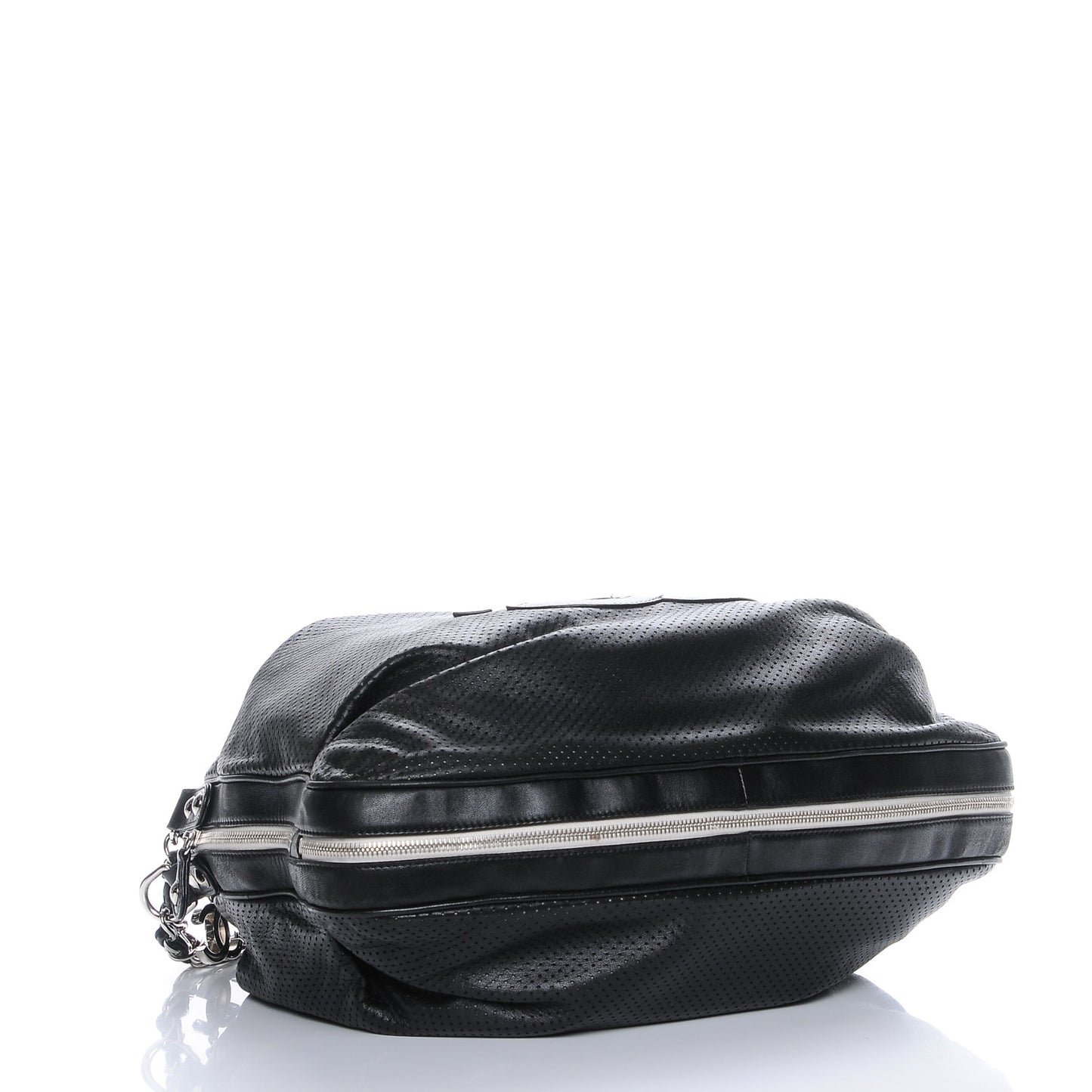 Lambskin Perforated Baseball Spirit Ligne Bag Black