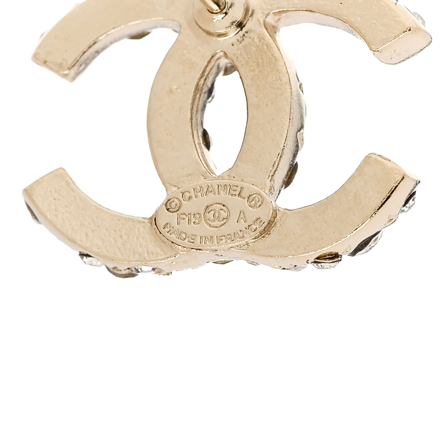 Chanel Crystal CC Earrings Gold 4 of 5