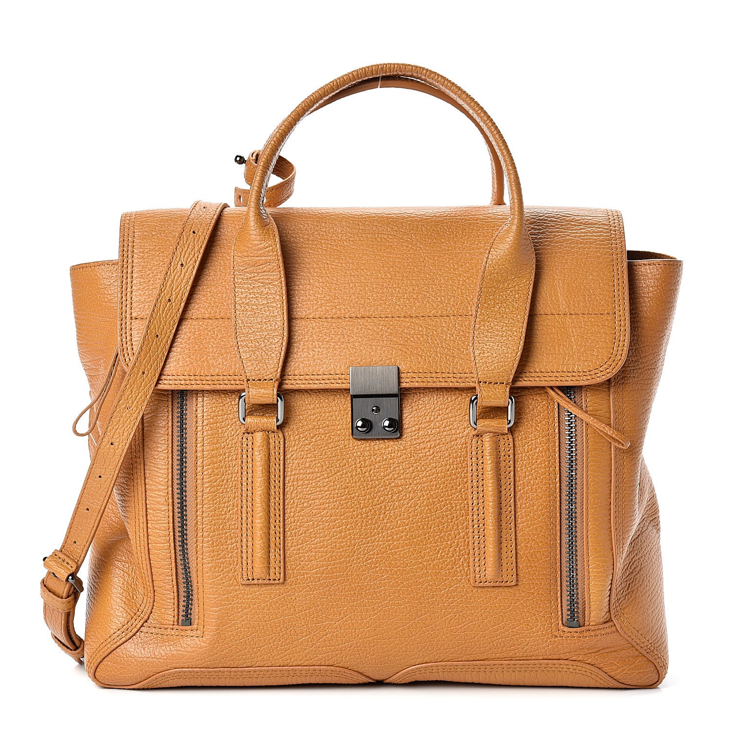 3.1 Phillip Lim 3.1 Leather Large Pashli Satchel Amber 1 of 10