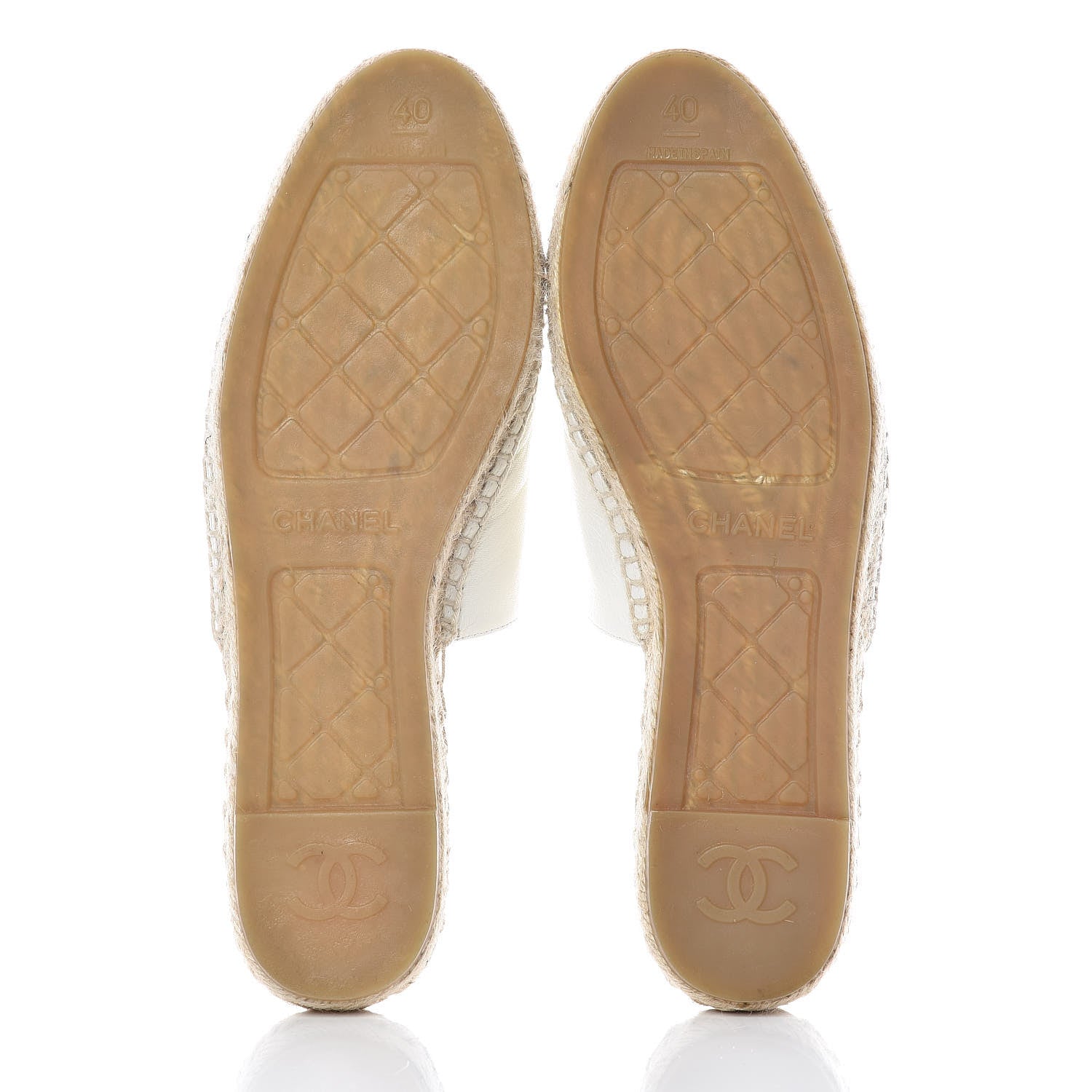 Chanel Iridescent Goatskin CC Espadrille Mules 40 Ivory Black 7 of 12
