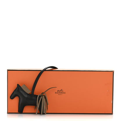 Hermes Milo Lambskin Grigri Rodeo Horse Bag Charm PM Black Etoupe 4 of 4