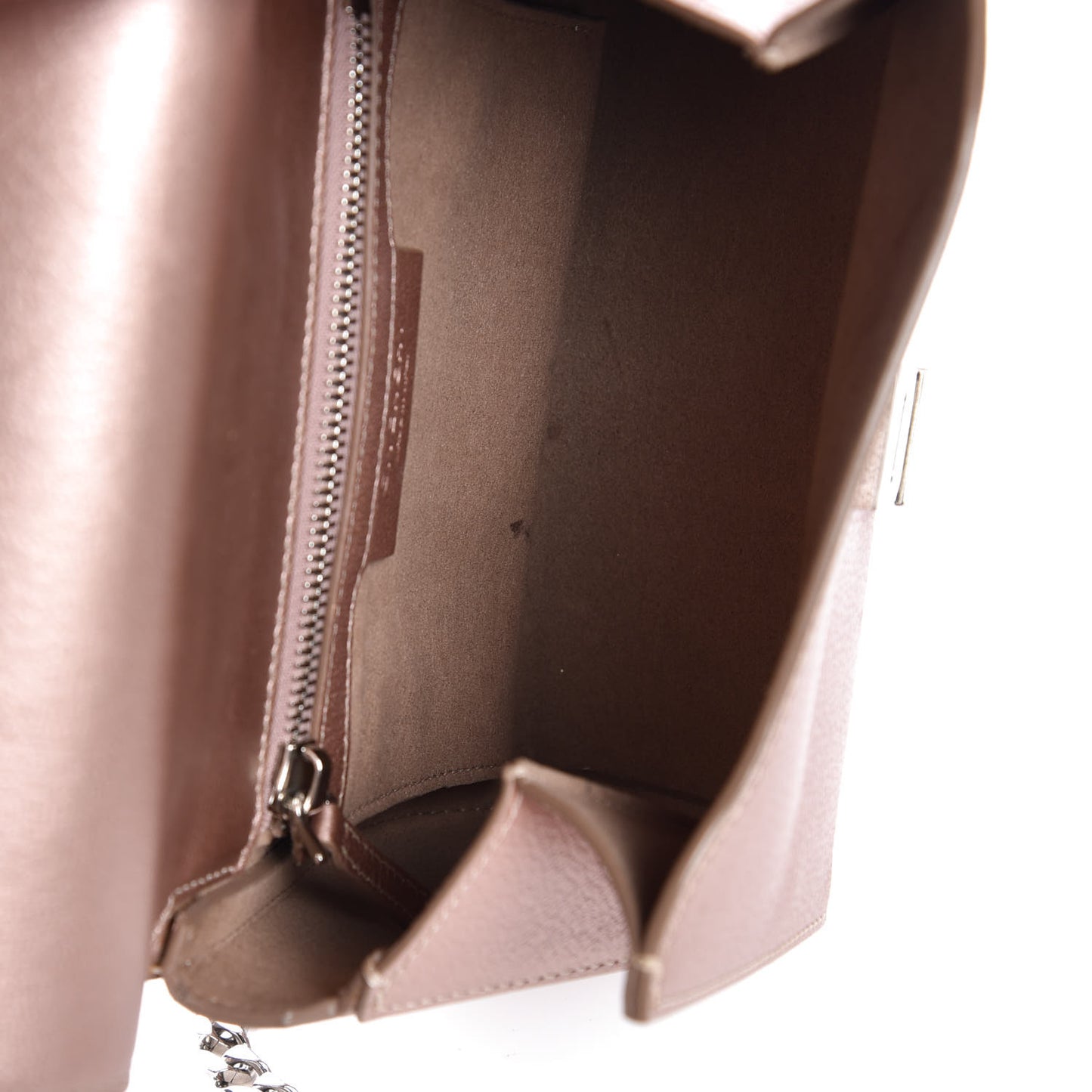 Metallic Calfskin Mini Pandora Box Chain Crossbody Bag Light Pink