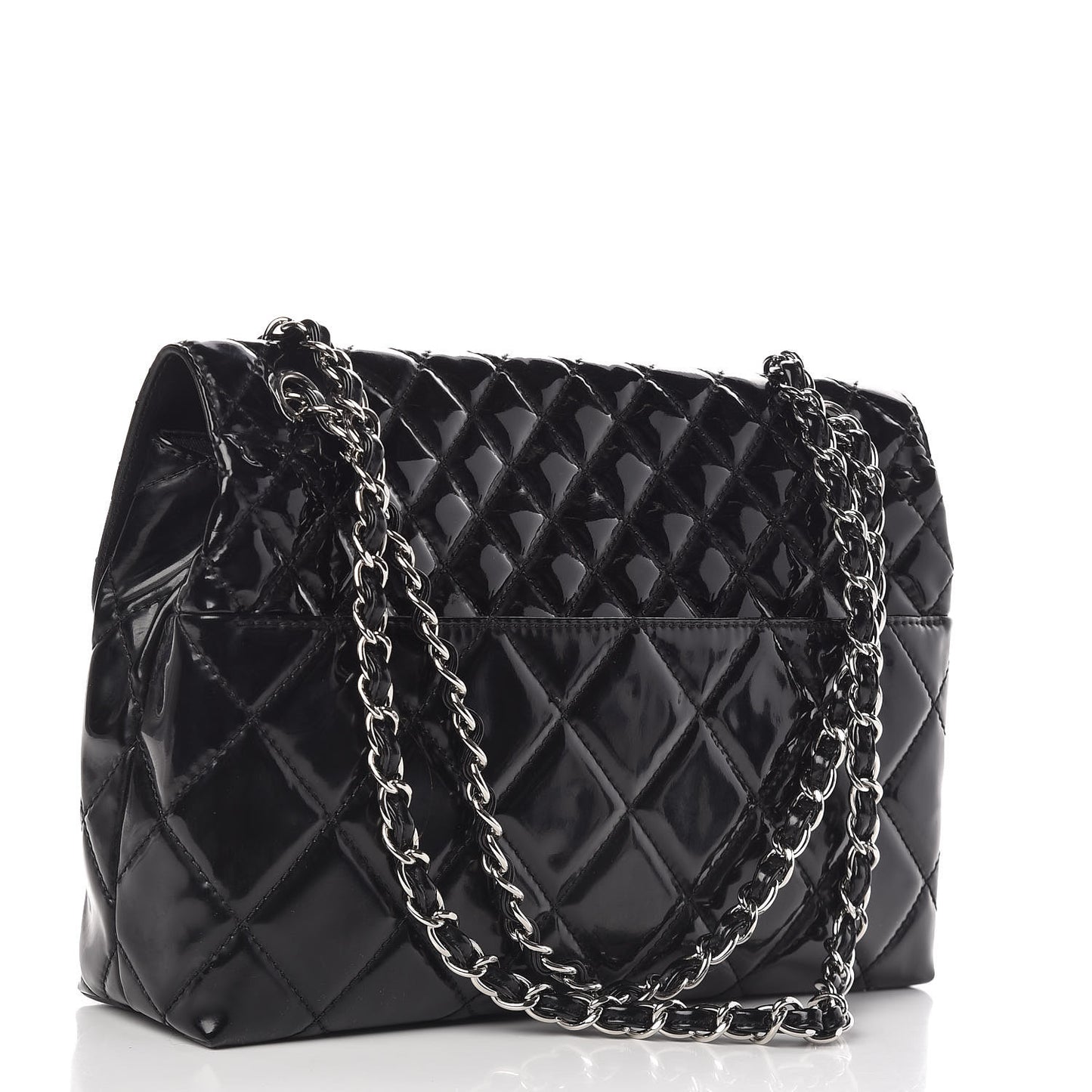Vinyl Quilted In the Business Flap Bag Black