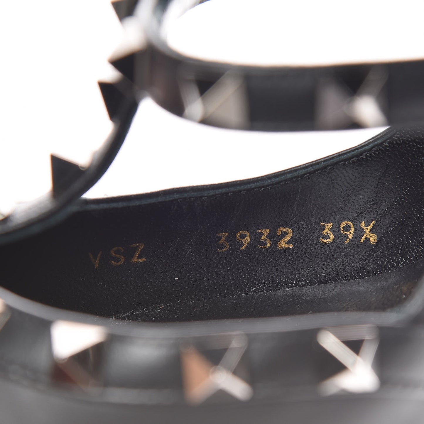 Calfskin Nappa Rockstud Ankle Strap 100mm Pumps 39.5 Black