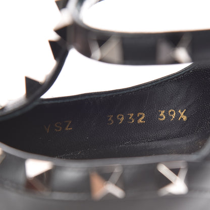 Valentino Garavani Calfskin Nappa Rockstud Ankle Strap 100mm Pumps 39.5 Black 8 of 9
