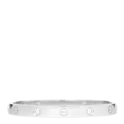 Cartier 18K White Gold 4 Diamond LOVE Bracelet 17 3 of 9