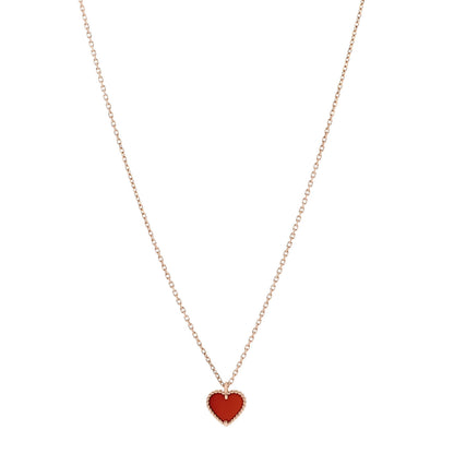 Van Cleef & Arpels 18K Rose Gold Carnelian Sweet Alhambra Heart Pendant Necklace 1 of 6