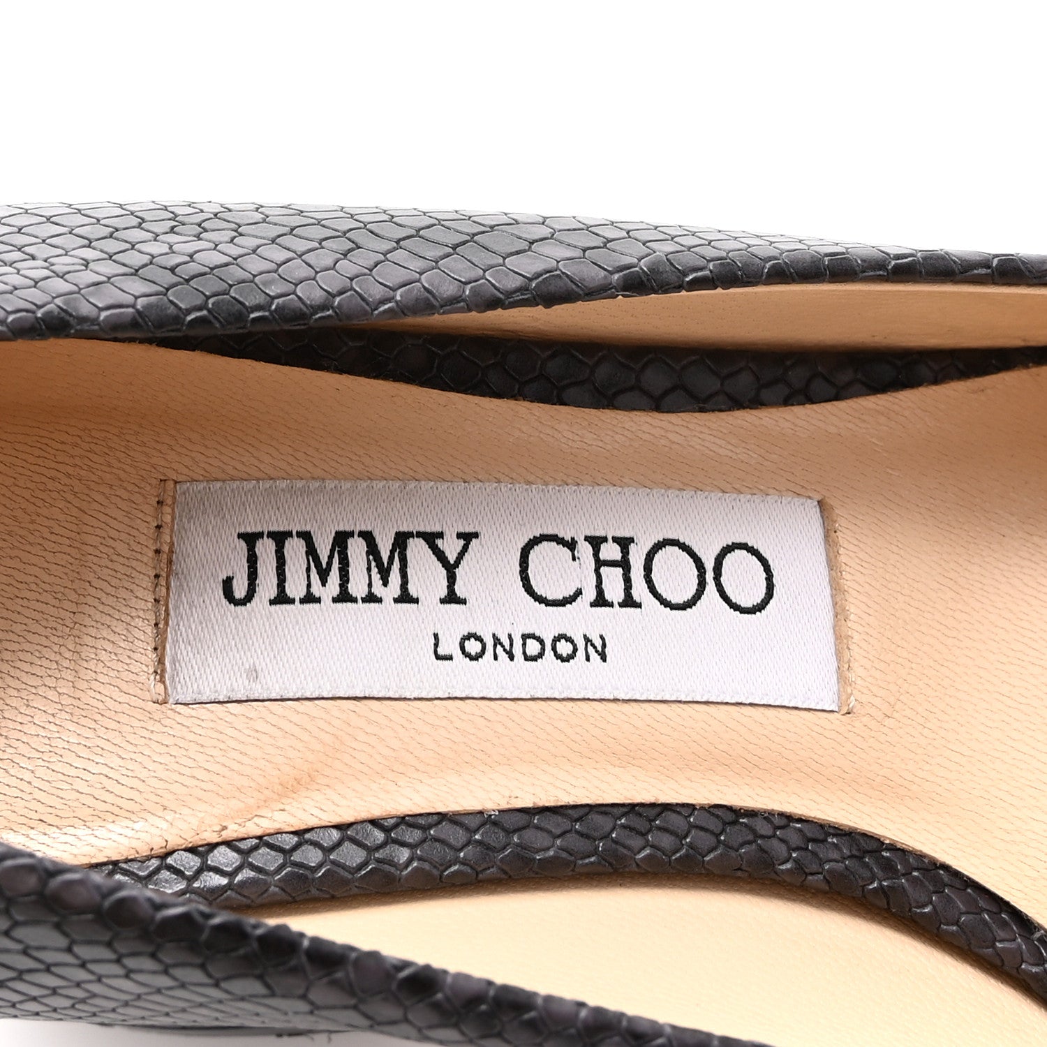 Jimmy Choo Calfskin Snakeskin Embossed Dianne Pump 35.5 Black 8 of 8