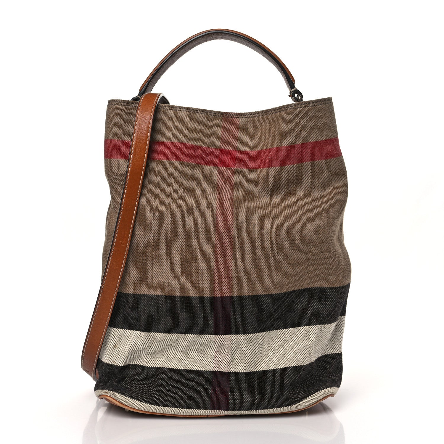 Burberry Canvas Mega Check Medium Ashby Bucket Bag Brown 3 of 10