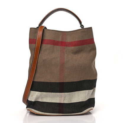 Burberry Canvas Mega Check Medium Ashby Bucket Bag Brown 3 of 10