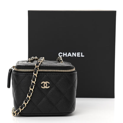 Chanel Caviar Quilted Mini Vanity Case With Chain Black 23 of 23