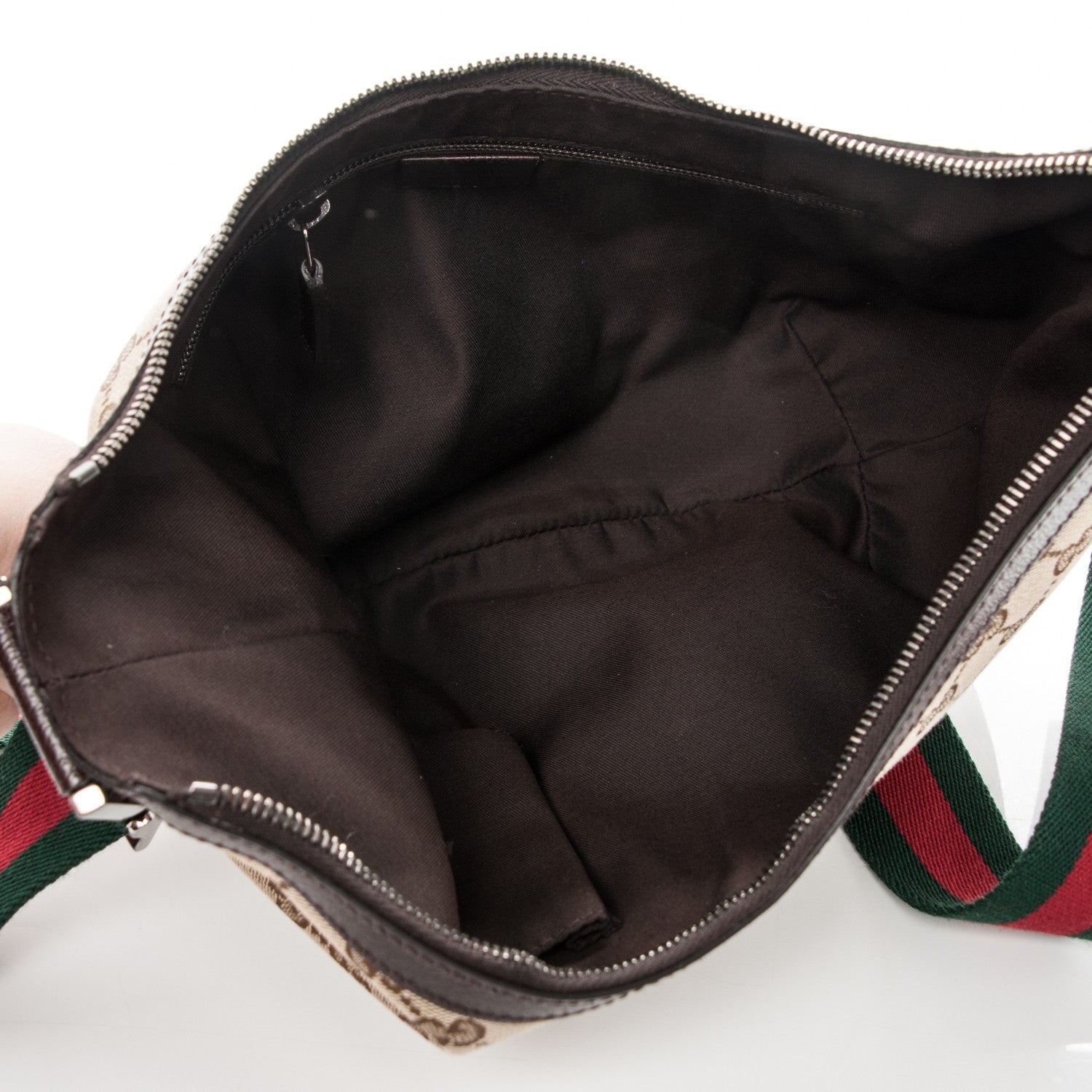 Gucci Monogram Web Medium Half Moon Hobo Dark Brown 5 of 7