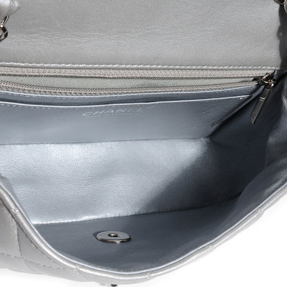 Chanel Lambskin Quilted Mini Flap Metallic Silver 7 of 9