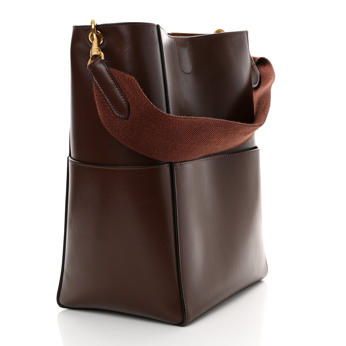 Natural Calfskin Sangle Bucket Bag Seau Wine