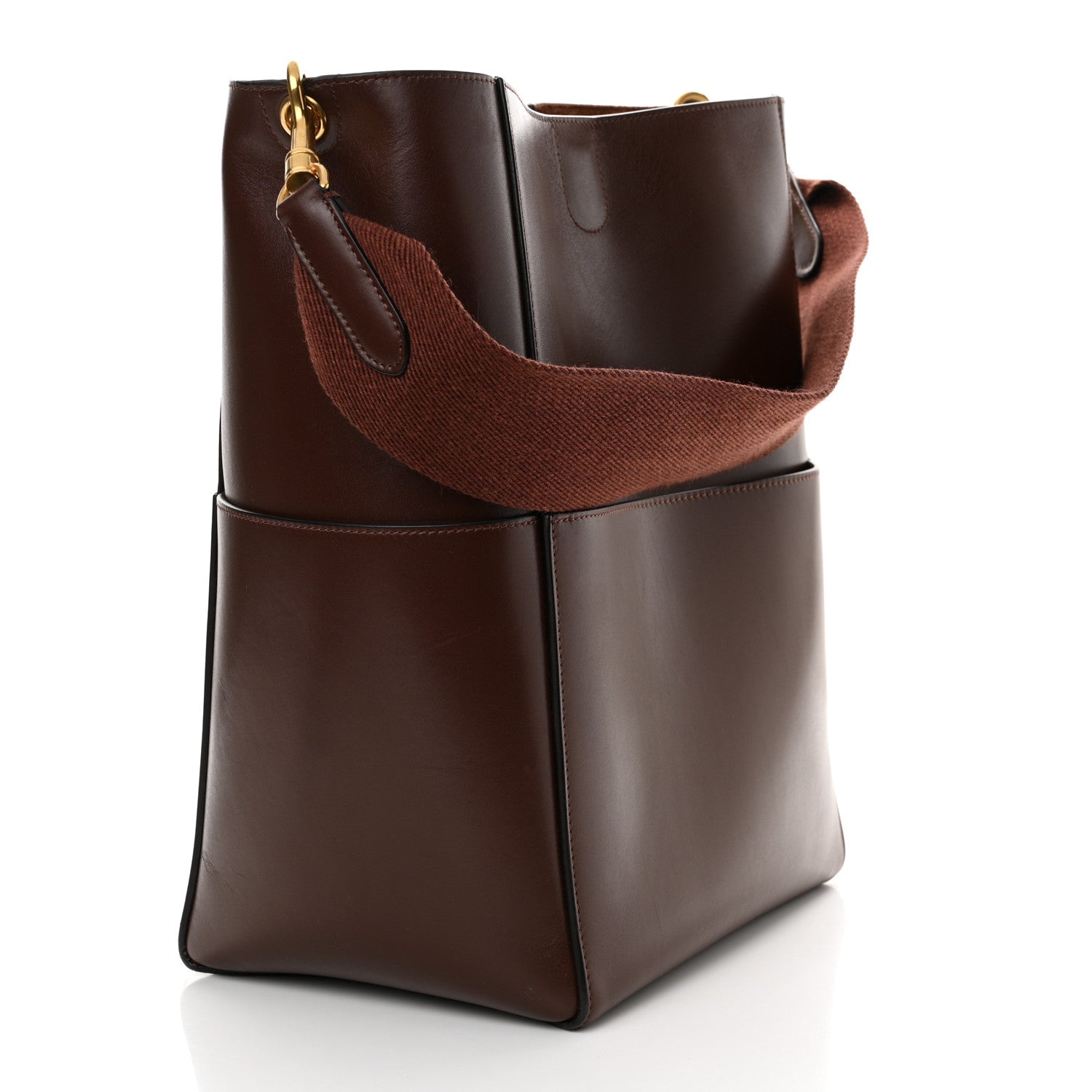 Celine Natural Calfskin Sangle Bucket Bag Seau Wine 3 of 10