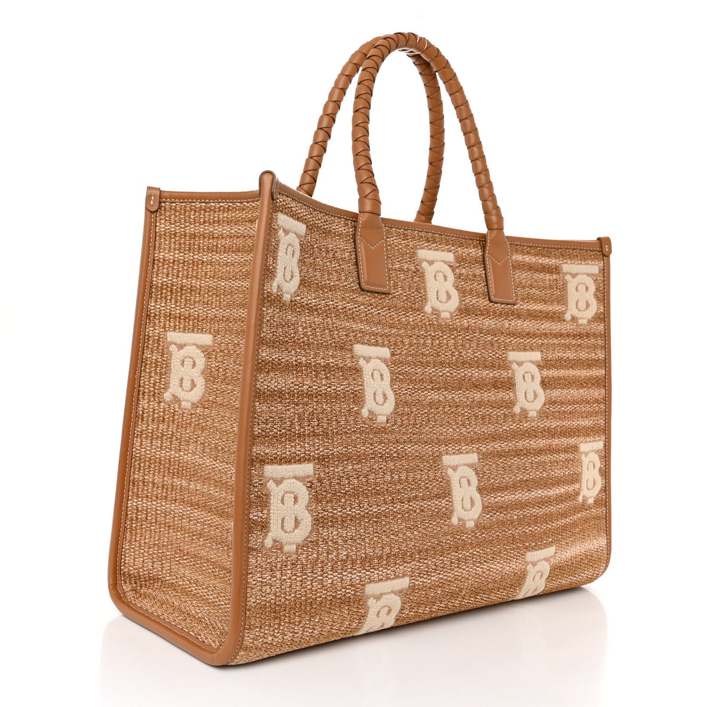 Raffia Calfskin Large Freya Tote Natural