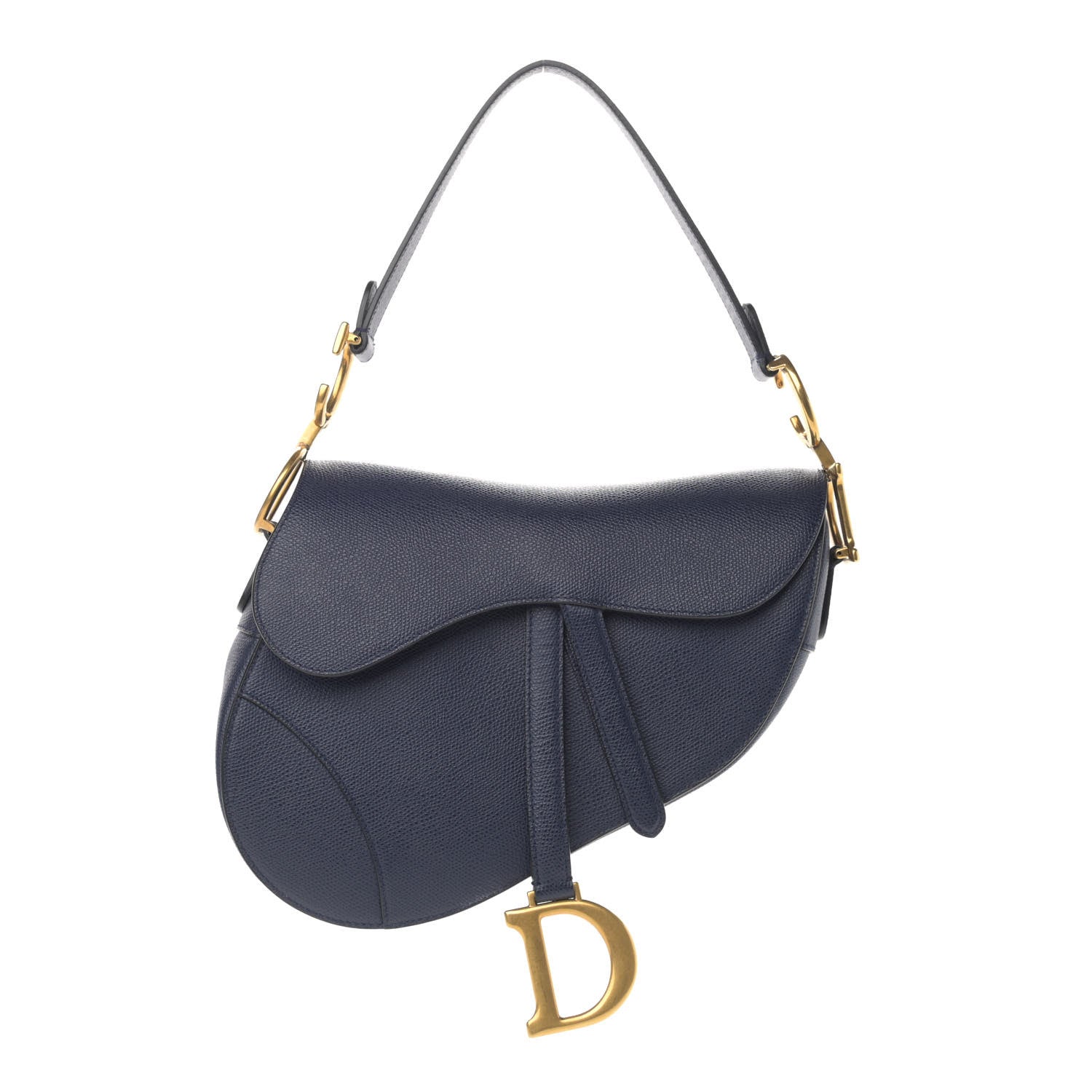 Christian Dior Grained Calfskin Saddle Bag Navy 1 of 13