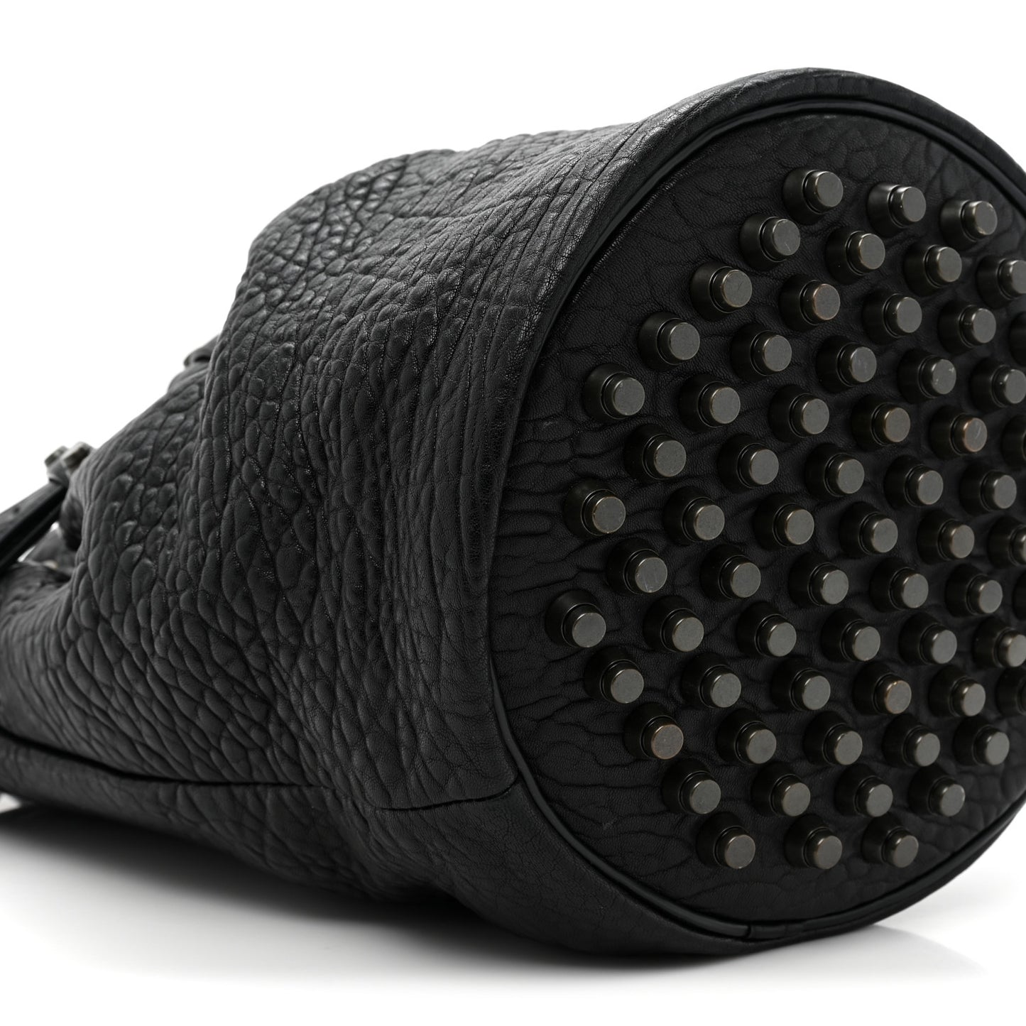 Pebbled Lambskin Diego Bucket Bag Black Nickel Hardware