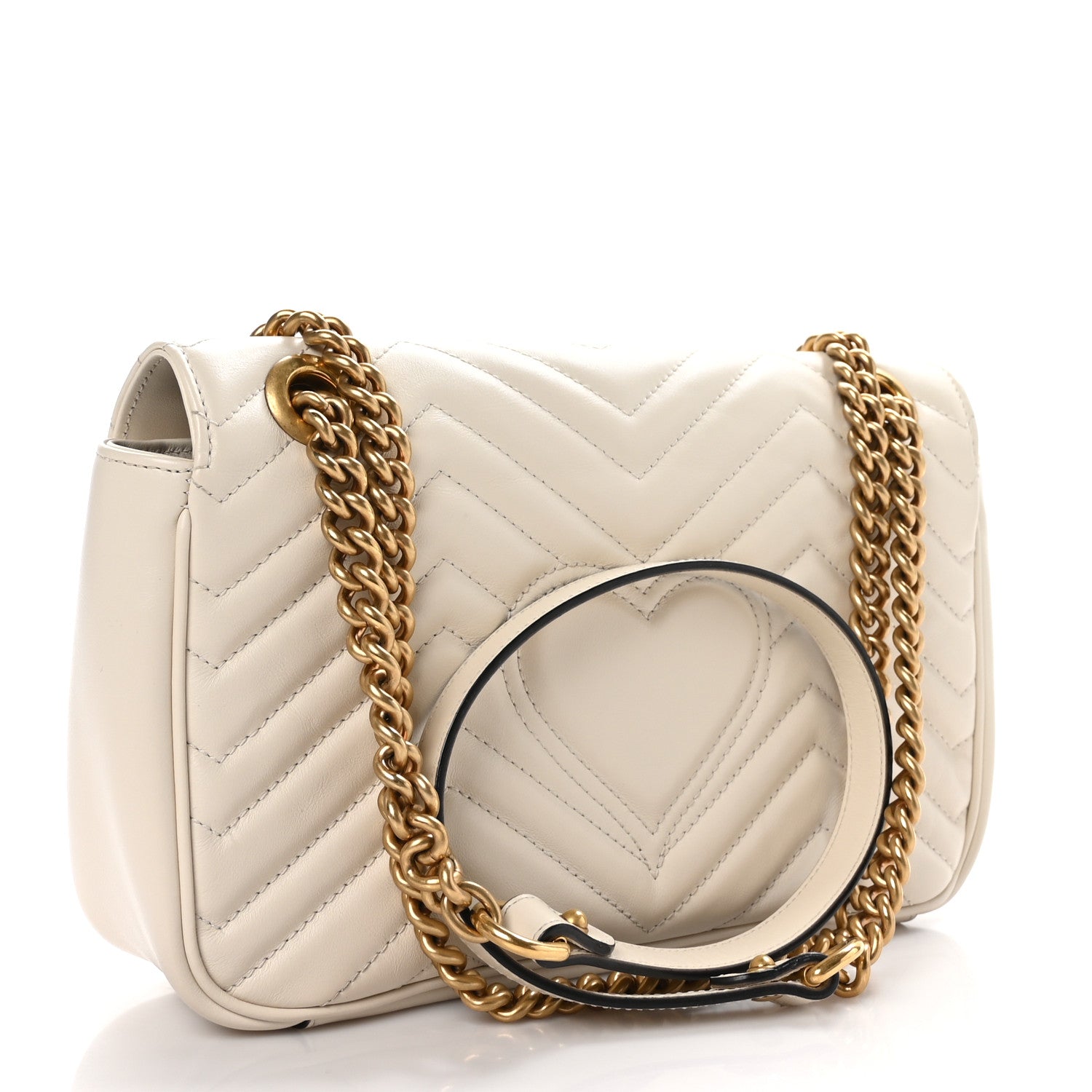 Gucci Calfskin Matelasse Small GG Marmont Shoulder Bag White 3 of 10
