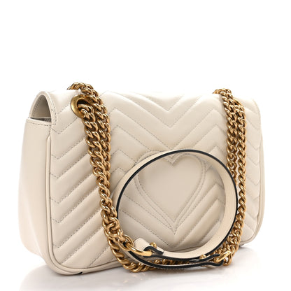 Gucci Calfskin Matelasse Small GG Marmont Shoulder Bag White 3 of 10