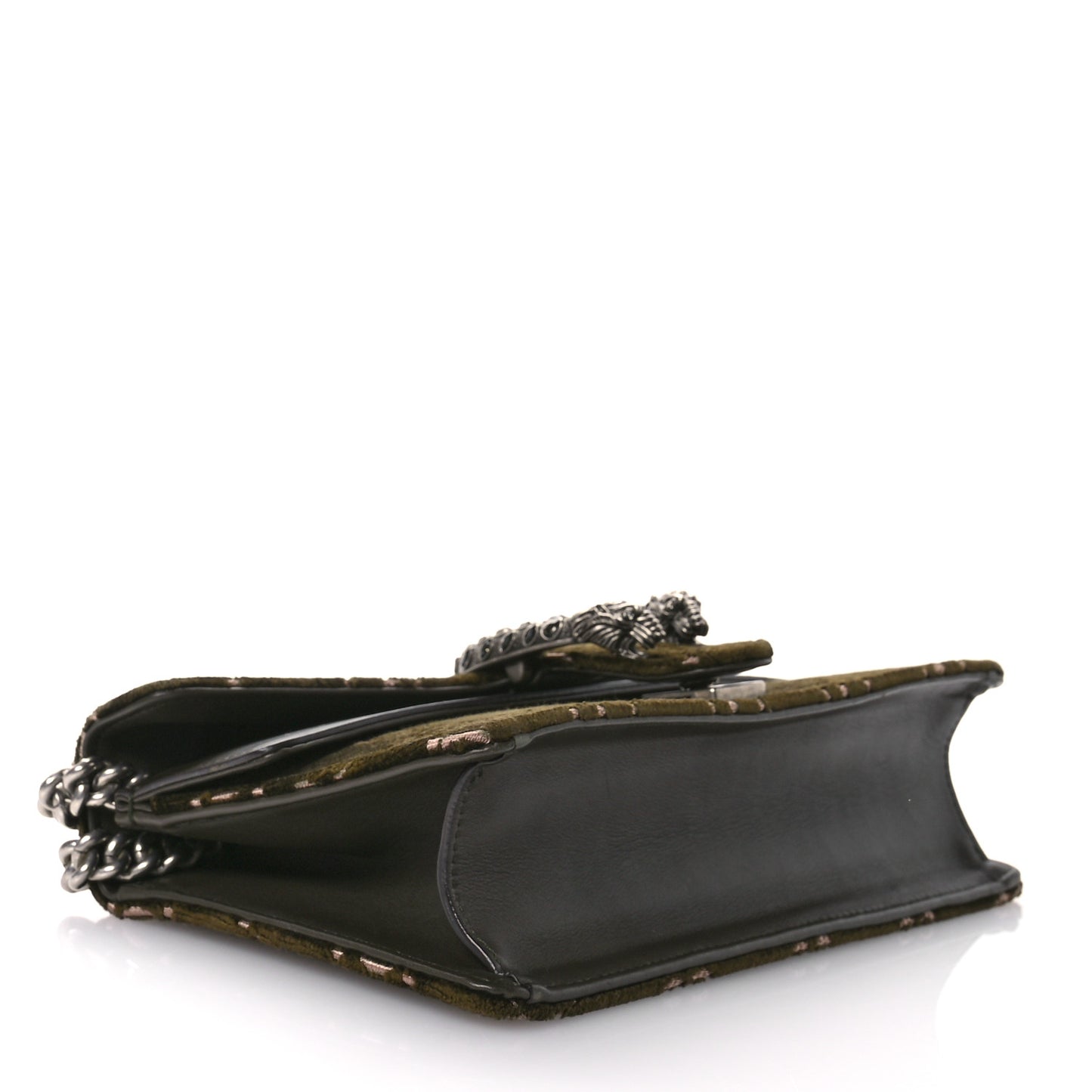 Velvet Skipper Crystal GG Monogram Small Dionysus Shoulder Bag Green