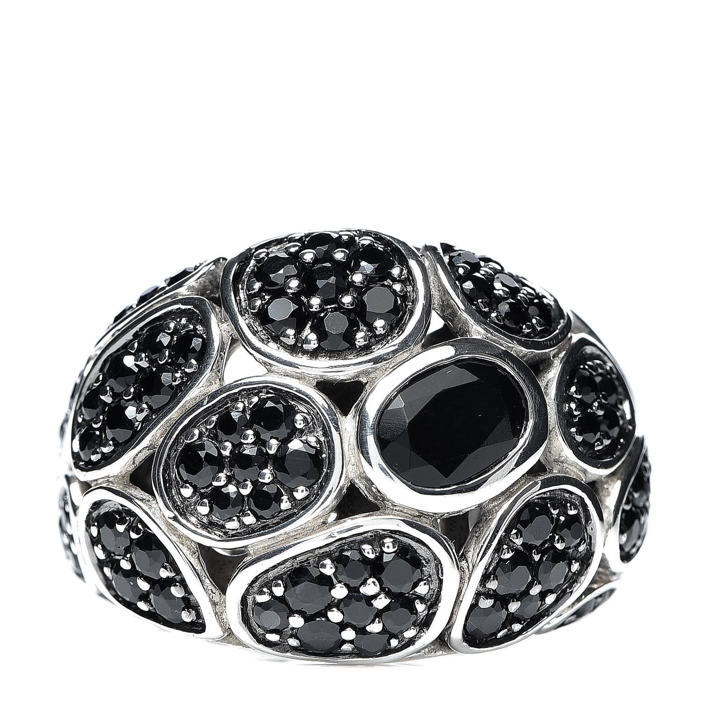 Sterling Silver Black Sapphire Chalcedony Small Kali Lava Dome Ring 54 7