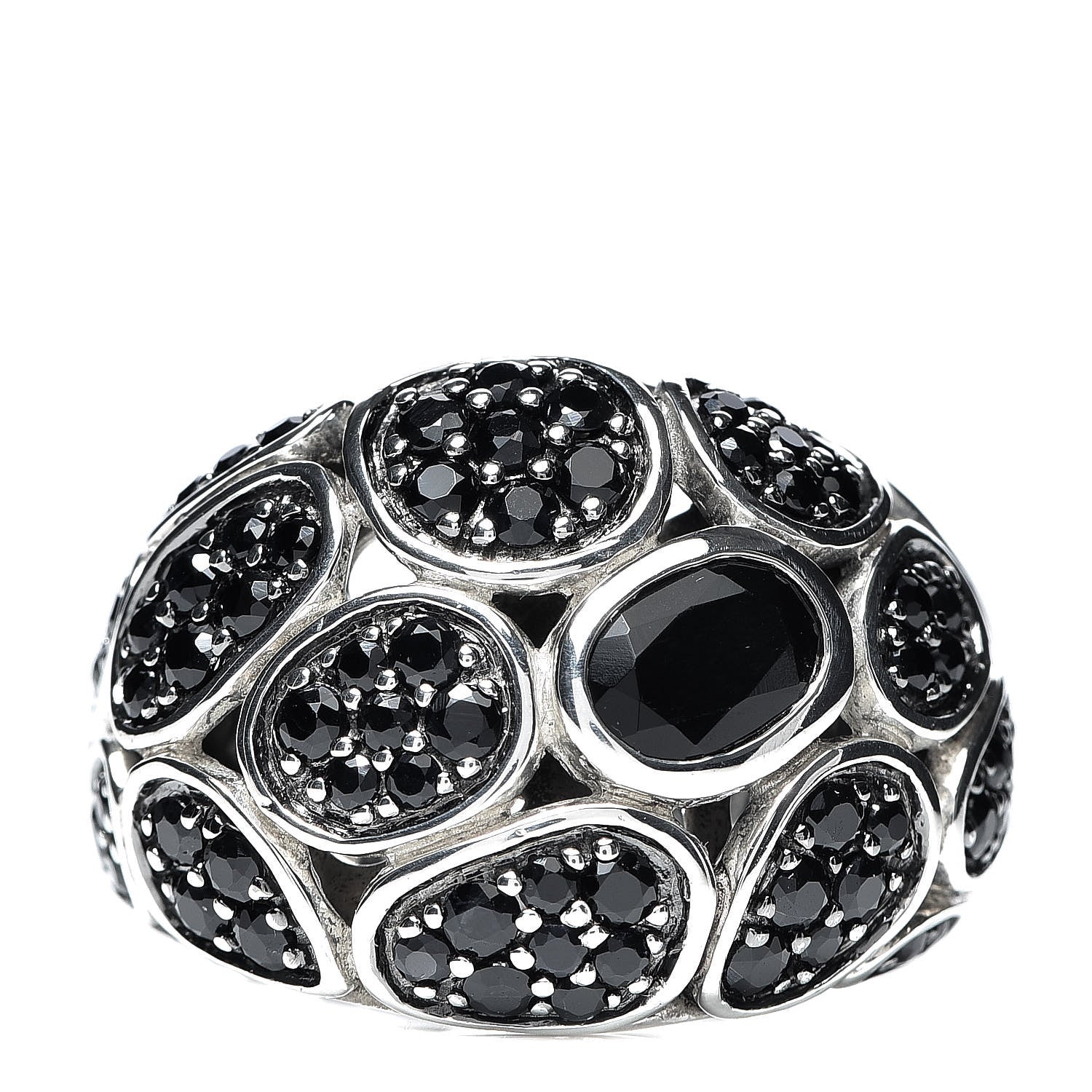 John Hardy Sterling Silver Black Sapphire Chalcedony Small Kali Lava Dome Ring 54 7 1 of 5