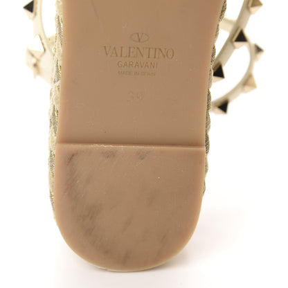 Valentino Garavani Calfskin Rockstud Ankle Strap Torchon Espadrille Caged 30/55mm Sandals 39 Light Ivory 10 of 14