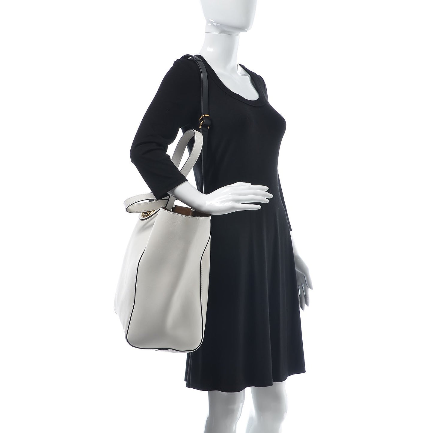 Calfskin Grommet Detail Tote White