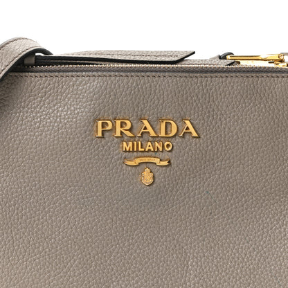 Prada Vitello Phenix Double Zip Crossbody Bag Argilla 7 of 9