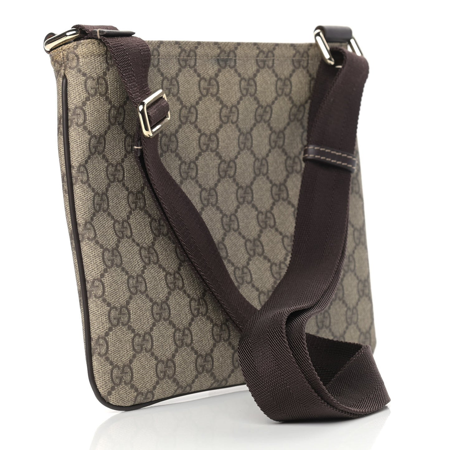 GG Supreme Monogram Small Flat Messenger Bag Dark Brown