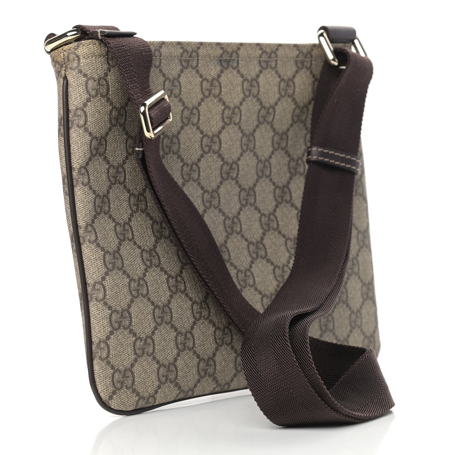 Gucci GG Supreme Monogram Small Flat Messenger Bag Dark Brown 2 of 9