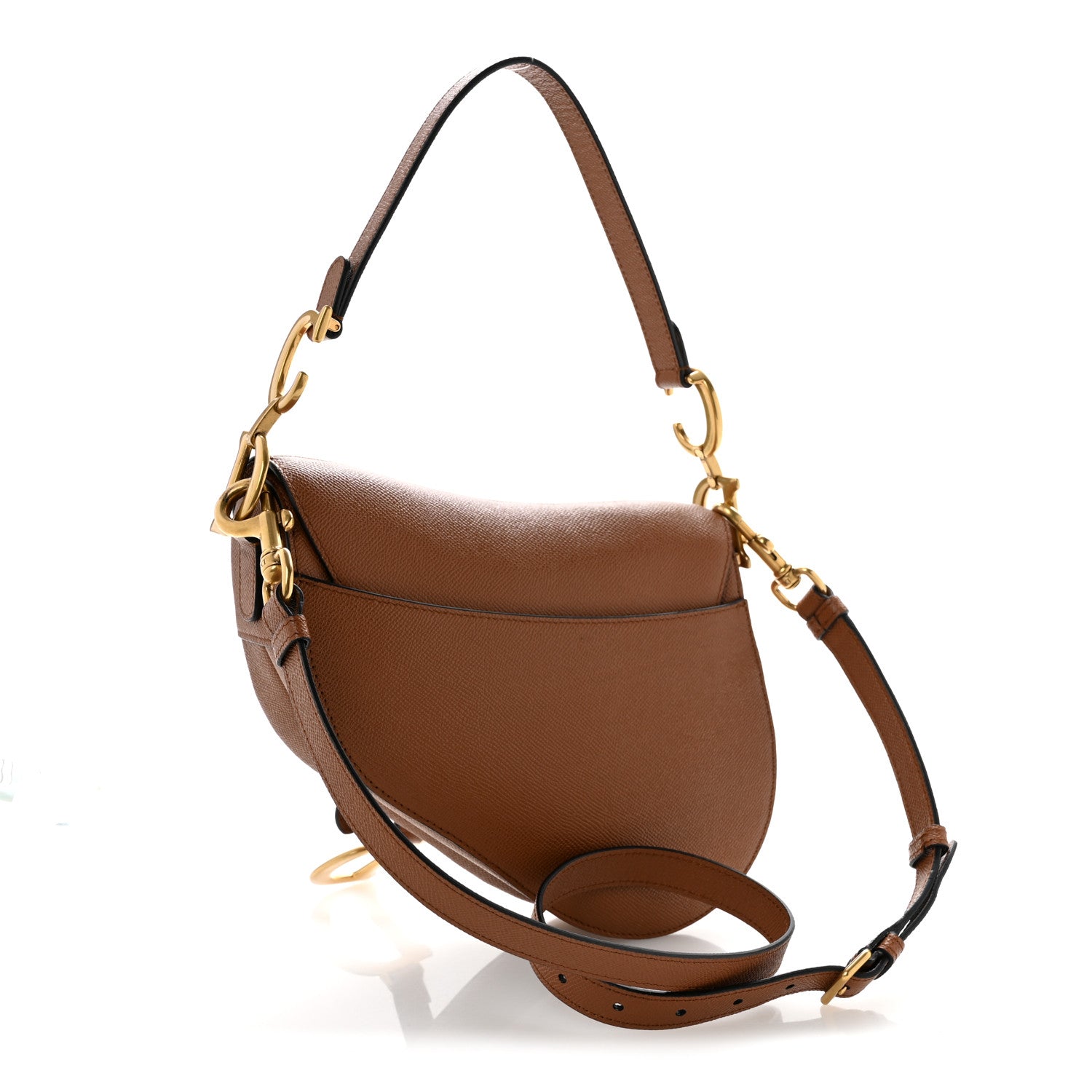 Christian Dior Grained Calfskin Saddle Bag With Strap Camello 3 of 13