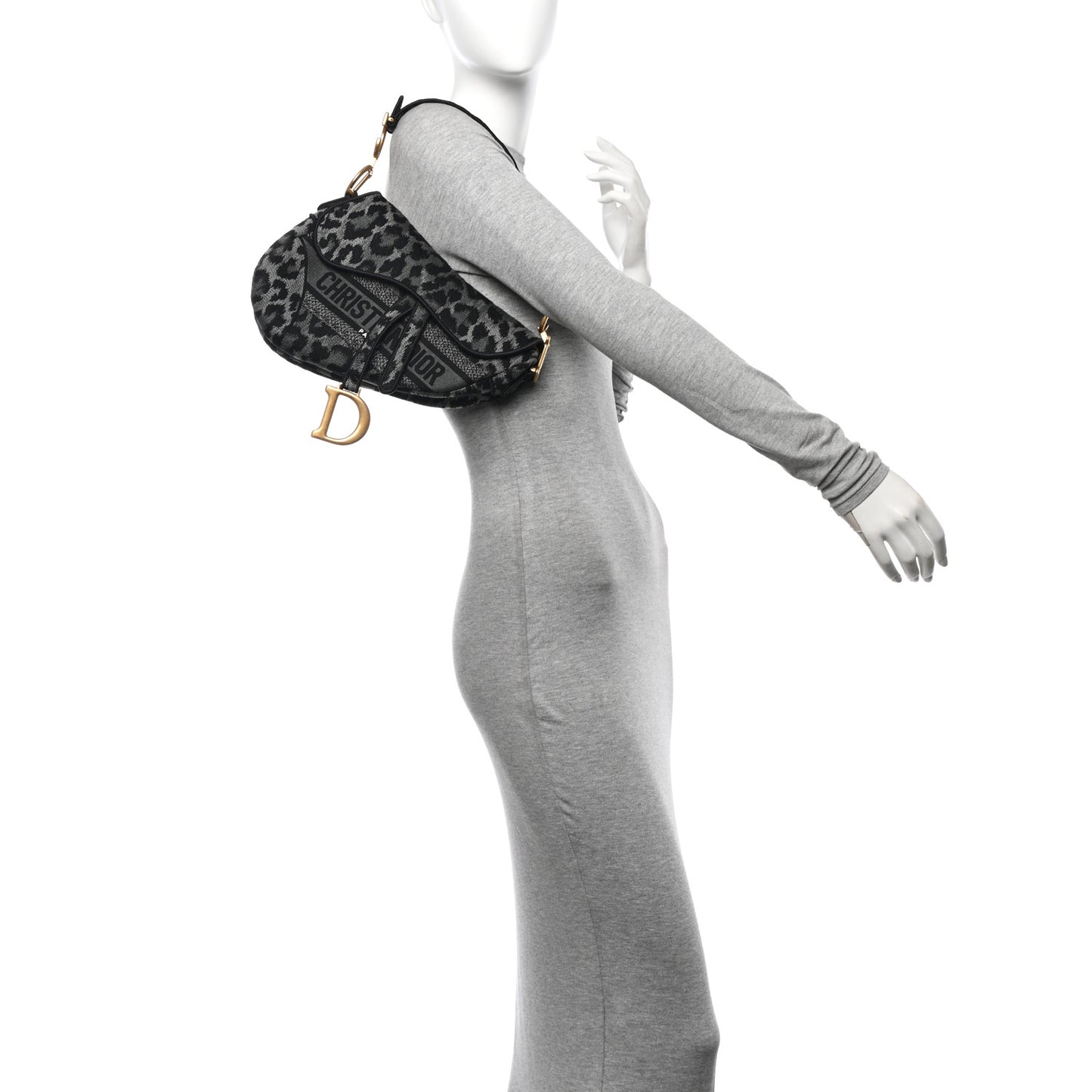 Canvas Mizza Embroidered Saddle Bag Gray