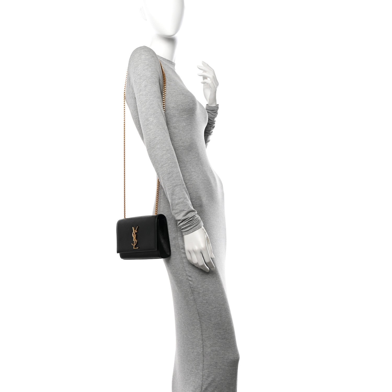 Saint Laurent Grain De Poudre Small Monogram Kate Satchel Black 3 of 10